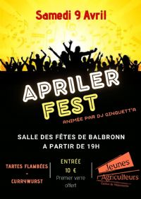 Apriler Fest. Le samedi 9 avril 2022 à BALBRONN. Bas-Rhin.  19H00